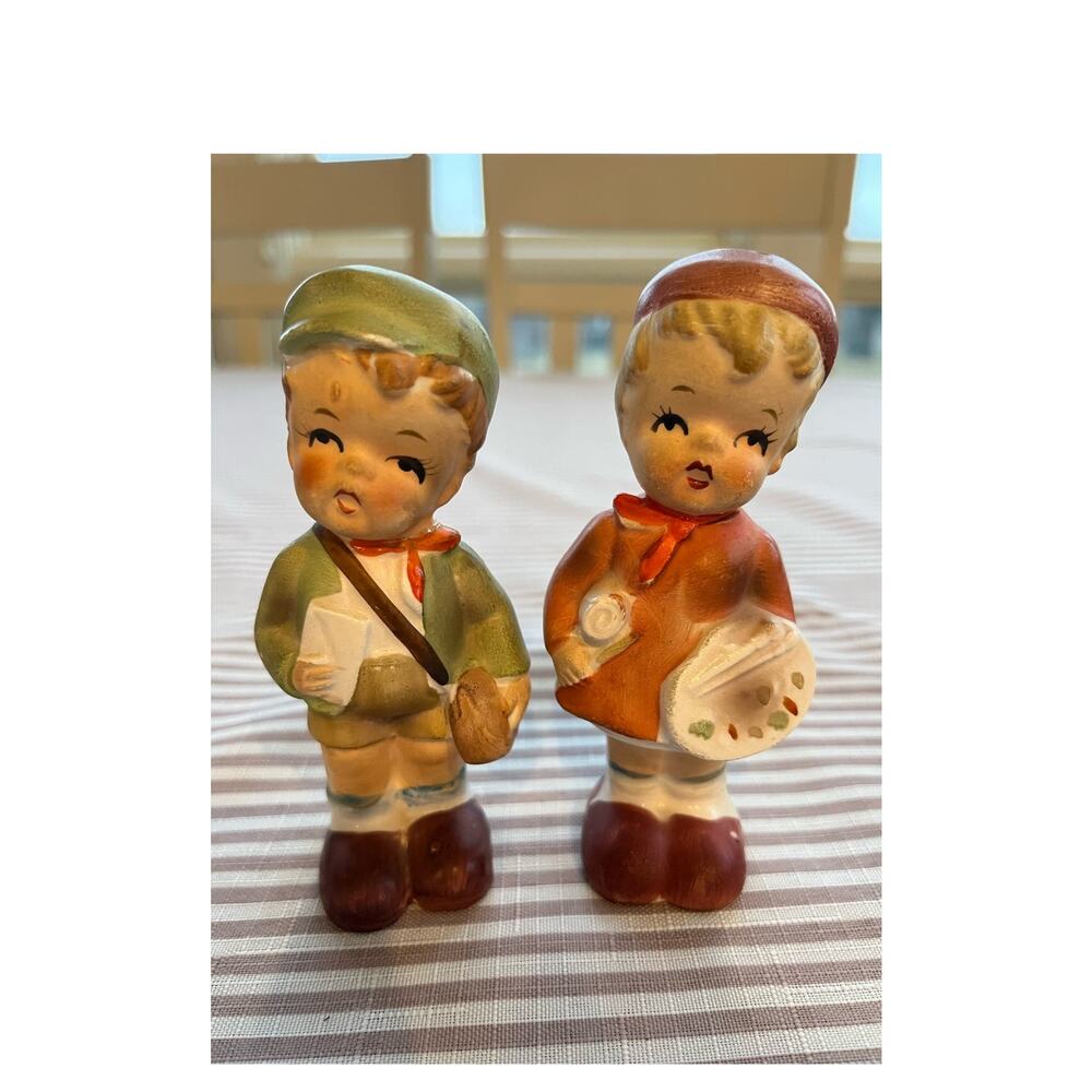 Vintage Enesco salt & pepper shakers, Hummel style, made in Japan
